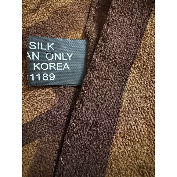Vintage Silk Scarf Brown and Cream Abstract - Picture 3 of 3